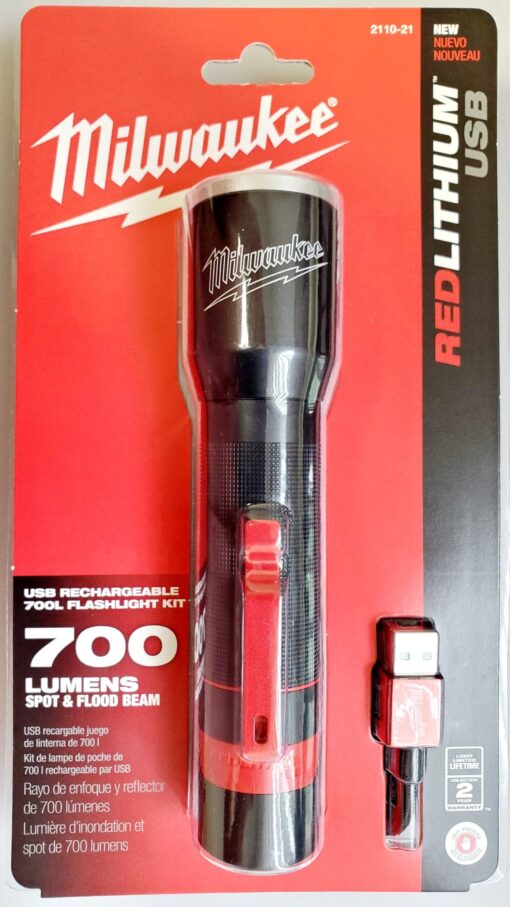 Milwaukee Tool 700-Lumen LED Rechargeable Aluminum Flashlight - Brand New