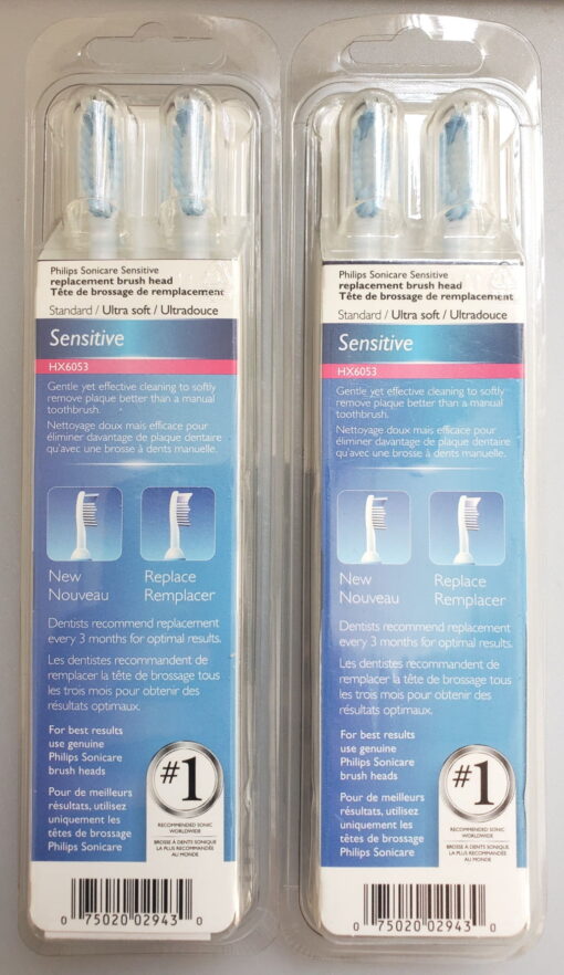 Philips HX6053 Sonicare Ultra Soft, Sensitive Toothbrush Heads Pack of 2 (Total 6 Heads) - New