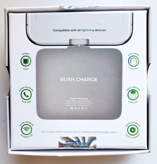 Rush Charge RC36 Portable Silver Charger for iPhone