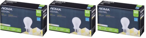 NOMA A19 E26 Base Dimmable LED Light Bulbs - Total 9 LED Bulbs ( 3 Sets)