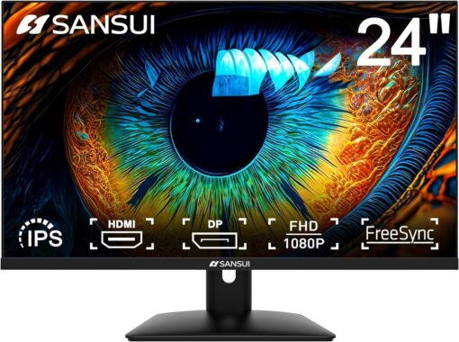 Sansui ES-24X5A Full HD IPS 75HZ HDR10 Frameless 24" Monitor with HDMI, VGA, DP Ports for Home, Business or Gaming, , | TV Parts Canada